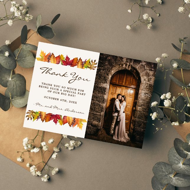 Cartão de Agradecimento de Casamento de Folhas de  (Criador carregado)