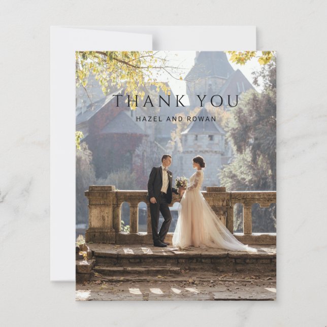Cartão de Agradecimento de Casamento de Foto Simpl (Frente)