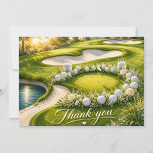 Cartão de agradecimento de casamento de golfe para