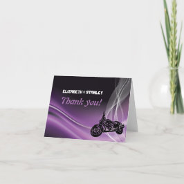 Cartão de agradecimento de casamento de motociclis