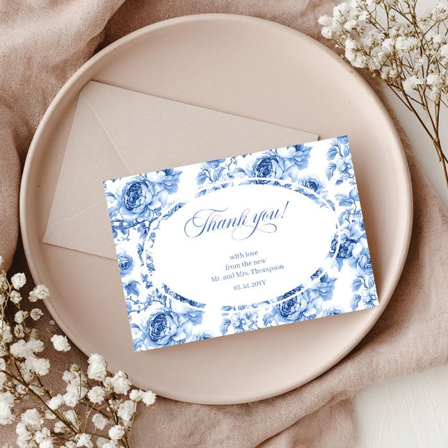 Cartão de Agradecimento de Casamento Deep Blue Ros (Deep Blue Roses Wedding Thank You Card)