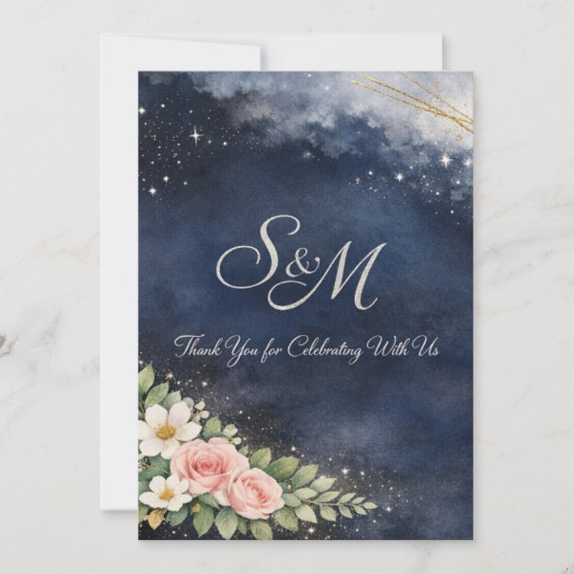 Cartão de Agradecimento de Casamento – Design Eleg (Frente)