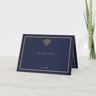 Cartão de Agradecimento de Casamento Dobrado Azul