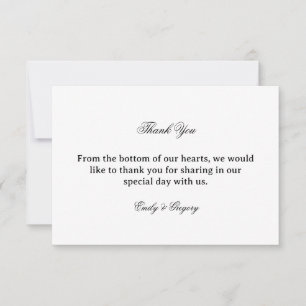 Cartão de Agradecimento de Casamento Elegante