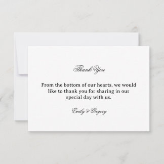 Cartão de Agradecimento de Casamento Elegante
