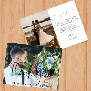 Cartão de agradecimento de casamento elegante