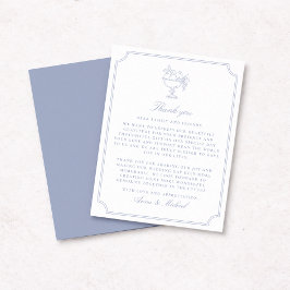 Cartão de Agradecimento de Casamento Elegante Azul