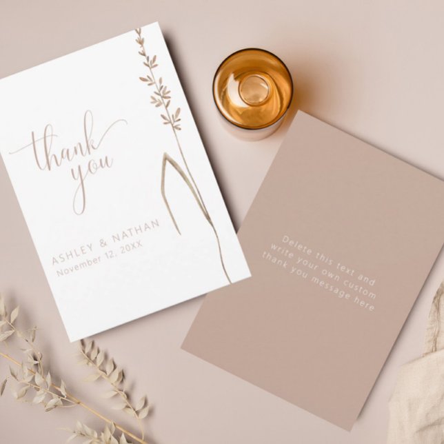 Cartão de Agradecimento de Casamento Elegante Boho (Criador carregado)