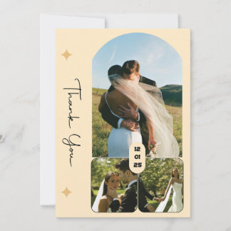 Cartão de Agradecimento de Casamento Elegante com 