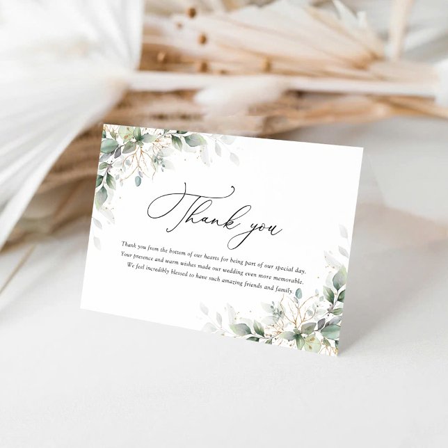 Cartão de Agradecimento de Casamento Elegante com  (Criador carregado)