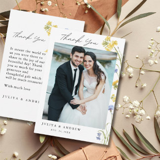 Cartão de Agradecimento de Casamento Elegante com 