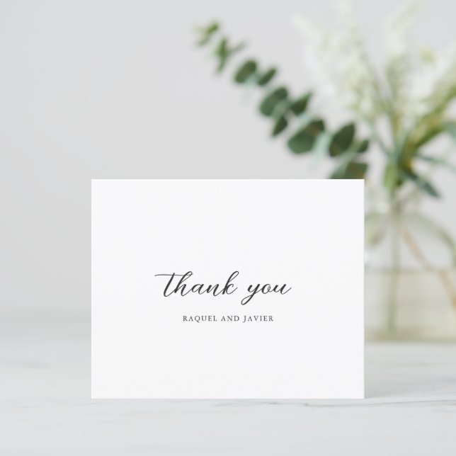 Cartão de Agradecimento de Casamento Elegante e Ec (Em pé/Frente)