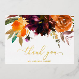 Cartão de Agradecimento de Casamento Elegante Flor