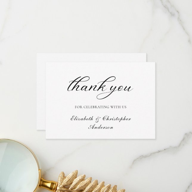 Cartão de Agradecimento de Casamento Elegante Pret (Frente/Verso In Situ)