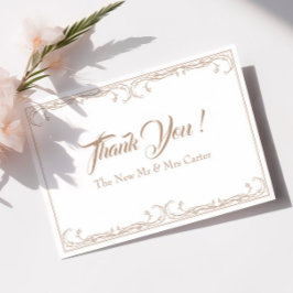 Cartão de Agradecimento de Casamento Elegante – Ro