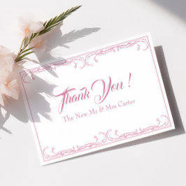 Cartão de Agradecimento de Casamento Elegante – Ro
