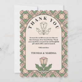 Cartão de Agradecimento de Casamento em Art Nouvea