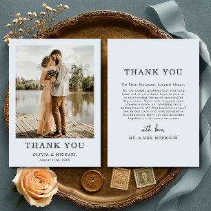 Cartão de Agradecimento de Casamento em Azul Poeir