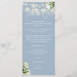 Cartão de Agradecimento de Casamento em Azul Poeir