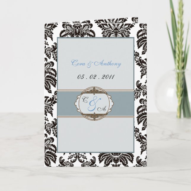 Cartão de agradecimento de casamento em damasco az (Frente)