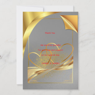 Cartão de Agradecimento de Casamento em Ouro Elega