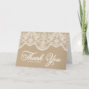 Cartão de Agradecimento de Casamento em Renda de B