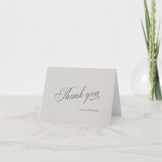 Cartão de Agradecimento de Casamento em Script Ele (Frente)