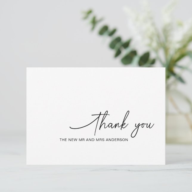 Cartão de Agradecimento de Casamento em Script Gir (Em pé/Frente)