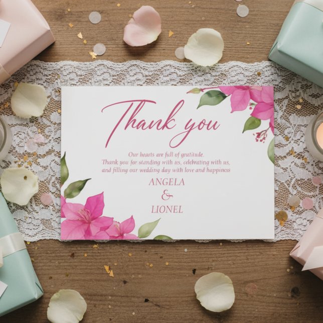 Cartão de Agradecimento de Casamento Flat Aquarela (Criador carregado)