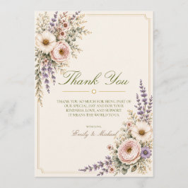 Cartão de Agradecimento de Casamento Flor Silvestr
