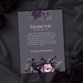 Cartão de Agradecimento de Casamento Floral Ameixa