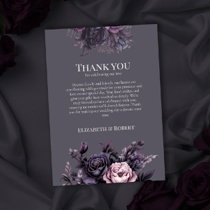 Cartão de Agradecimento de Casamento Floral Ameixa