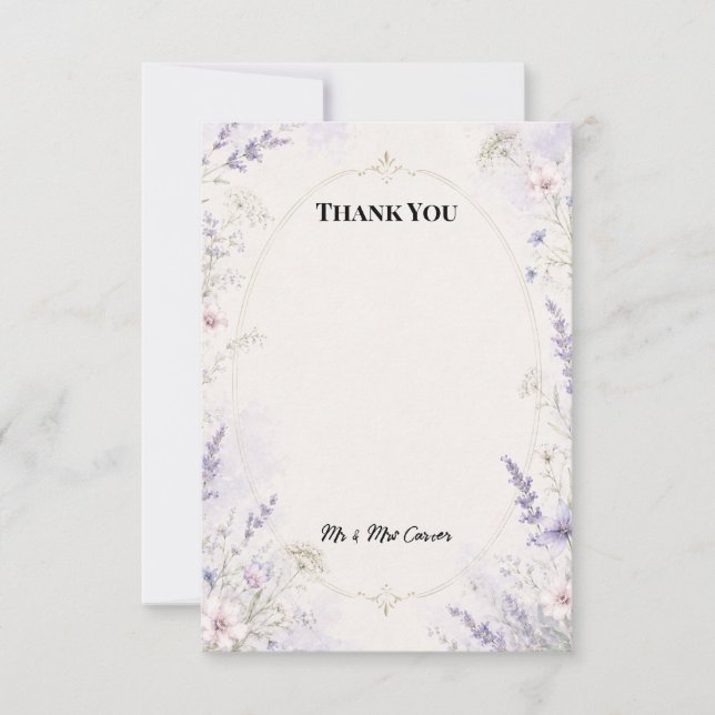 Cartão de Agradecimento de Casamento Floral ao Lua (Frente)