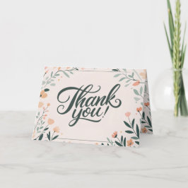 Cartão de Agradecimento de Casamento Floral Art Dé