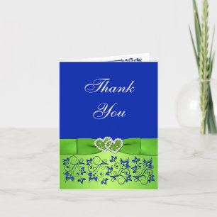 Cartão de Agradecimento de Casamento Floral Azul e