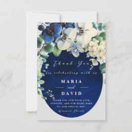Cartão de Agradecimento de Casamento Floral Azul M