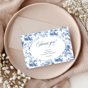Cartão de Agradecimento de Casamento Floral Azul M