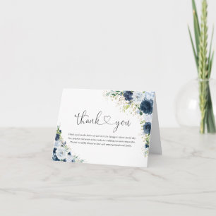 Cartão de Agradecimento de Casamento Floral Azul M