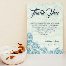 Cartão de Agradecimento de Casamento Floral Azul R