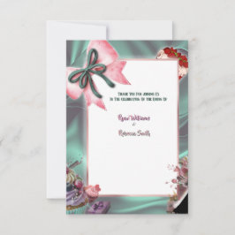 Cartão de Agradecimento de Casamento Floral Azul T