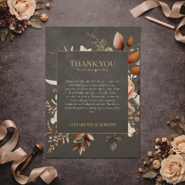 Cartão de Agradecimento de Casamento Floral Bege E
