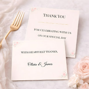Cartão de Agradecimento de Casamento Floral Bege L