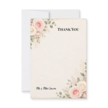 Cartão de Agradecimento de Casamento Floral Bege R