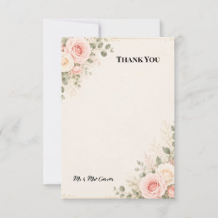 Cartão de Agradecimento de Casamento Floral Bege R