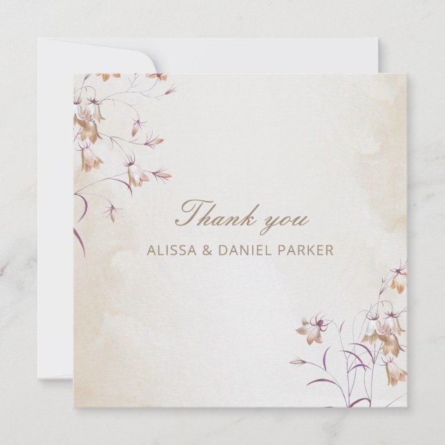 Cartão de Agradecimento de Casamento Floral Boho (Frente)