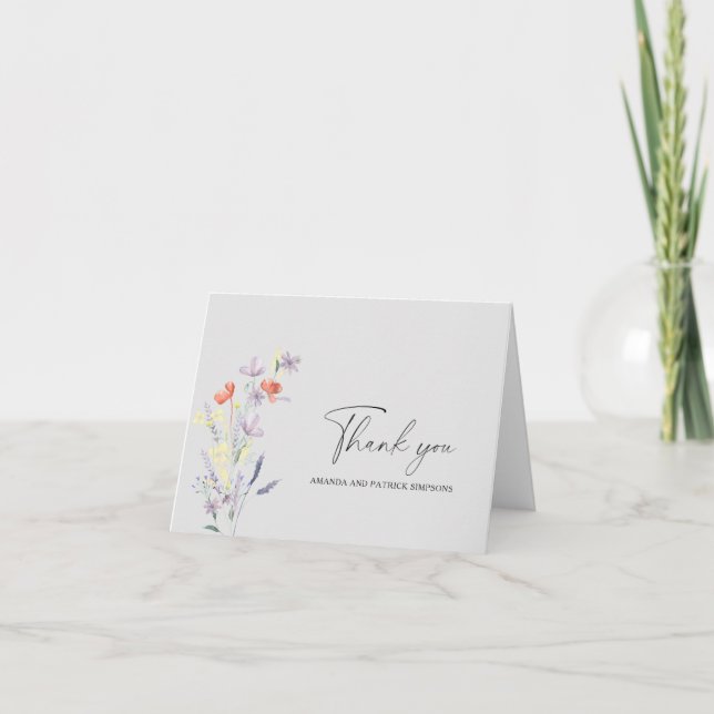 Cartão de Agradecimento de Casamento Floral Boho (Frente)