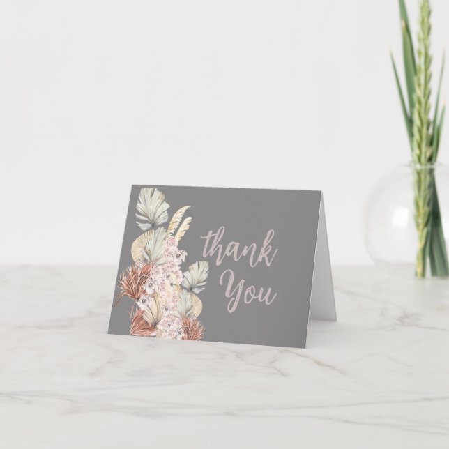 Cartão de Agradecimento de Casamento Floral Boho (Frente)