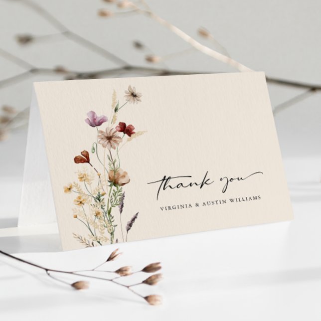 Cartão de Agradecimento de Casamento Floral Boho (Floral Boho Wedding Thank You Card
)