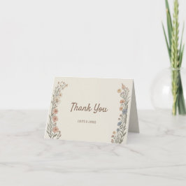 Cartão de Agradecimento de Casamento Floral Boho E