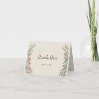 Cartão de Agradecimento de Casamento Floral Boho E